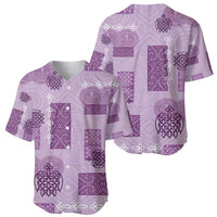 Vintage Lapita Baseball Jersey Iconic Double Face Pattern Violet