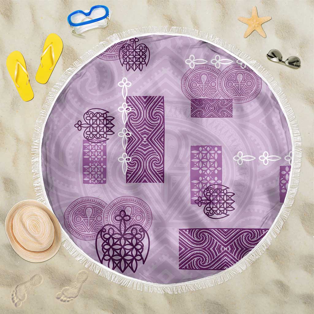 Vintage Lapita Beach Blanket Iconic Double Face Pattern Violet LT05 One Size 150cm Violet - Polynesian Pride