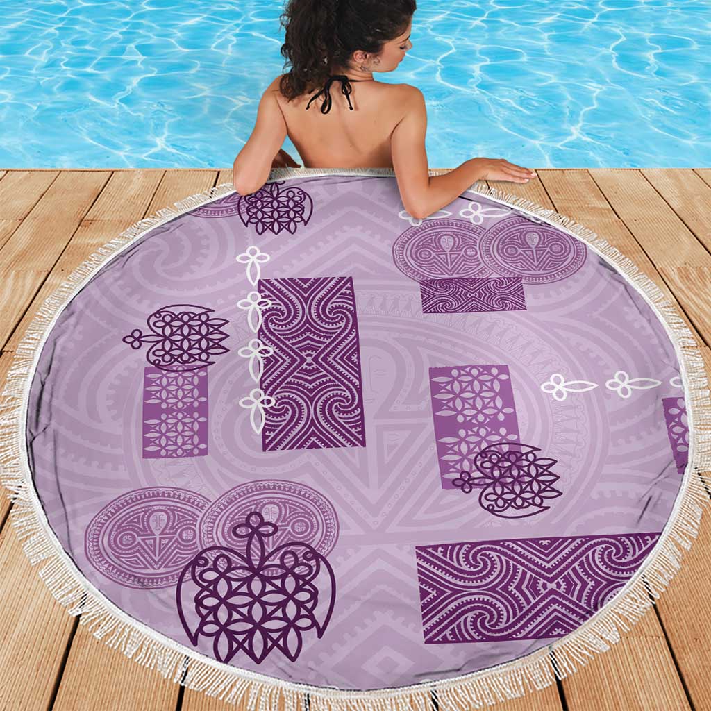 Vintage Lapita Beach Blanket Iconic Double Face Pattern Violet LT05 - Polynesian Pride
