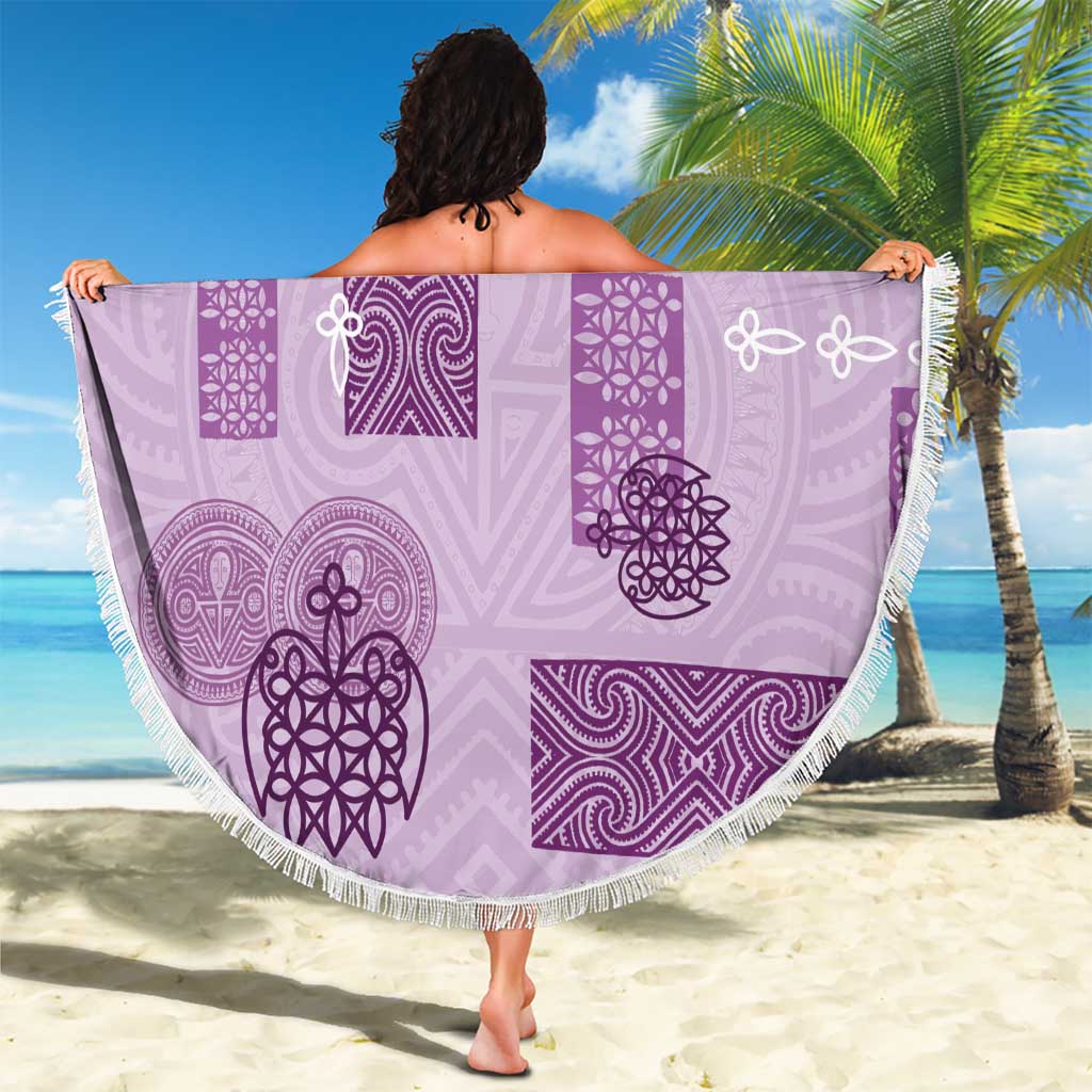 Vintage Lapita Beach Blanket Iconic Double Face Pattern Violet LT05 - Polynesian Pride
