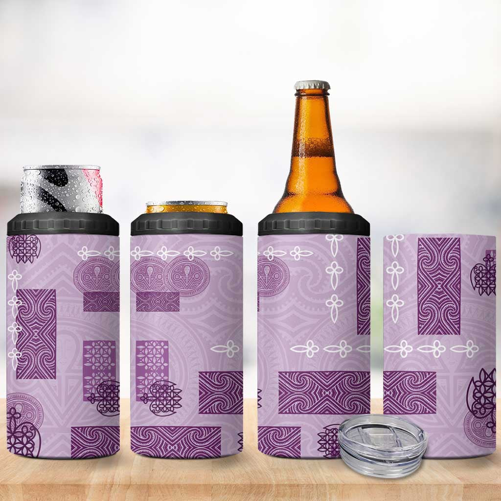 Vintage Lapita 4 in 1 Can Cooler Tumbler Iconic Double Face Pattern Violet LT05 - Polynesian Pride
