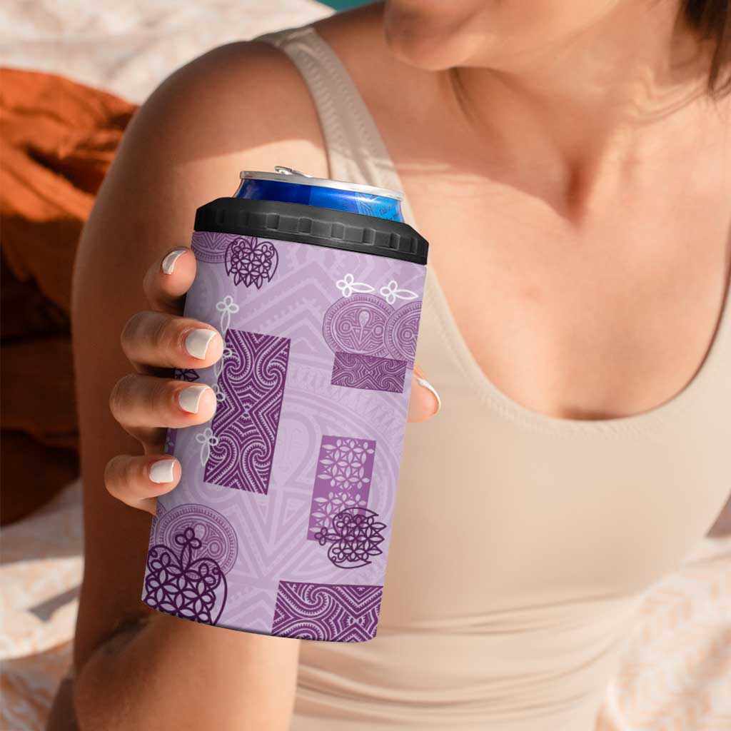 Vintage Lapita 4 in 1 Can Cooler Tumbler Iconic Double Face Pattern Violet LT05 - Polynesian Pride