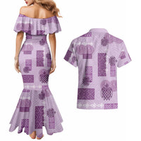 Vintage Lapita Couples Matching Mermaid Dress and Hawaiian Shirt Iconic Double Face Pattern Violet LT05 - Polynesian Pride