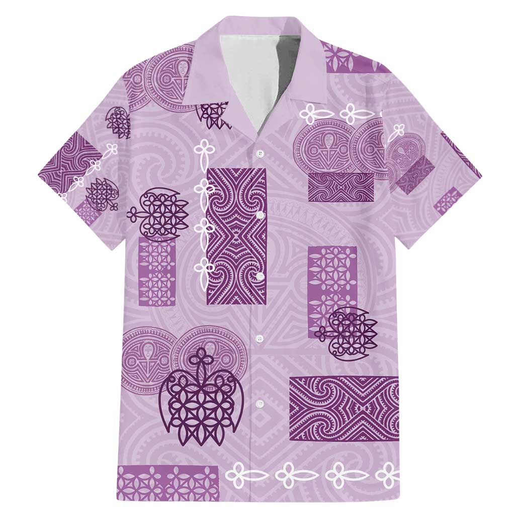 Vintage Lapita Family Matching Mermaid Dress and Hawaiian Shirt Iconic Double Face Pattern Violet