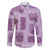 Vintage Lapita Family Matching Off Shoulder Short Dress and Hawaiian Shirt Iconic Double Face Pattern Violet