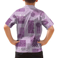 Vintage Lapita Family Matching Puletasi and Hawaiian Shirt Iconic Double Face Pattern Violet