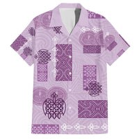 Vintage Lapita Family Matching Short Sleeve Bodycon Dress and Hawaiian Shirt Iconic Double Face Pattern Violet
