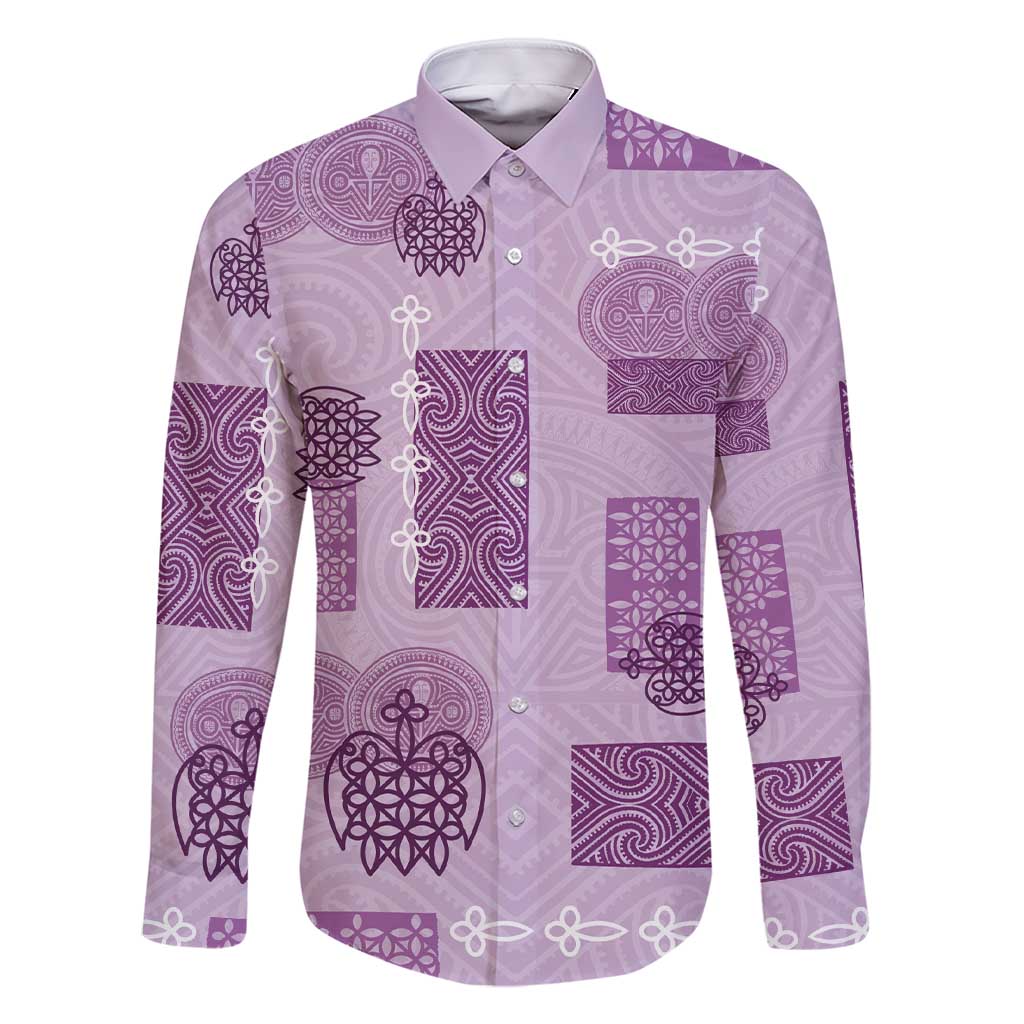 Vintage Lapita Family Matching Short Sleeve Bodycon Dress and Hawaiian Shirt Iconic Double Face Pattern Violet