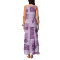 Vintage Lapita Family Matching Tank Maxi Dress and Hawaiian Shirt Iconic Double Face Pattern Violet