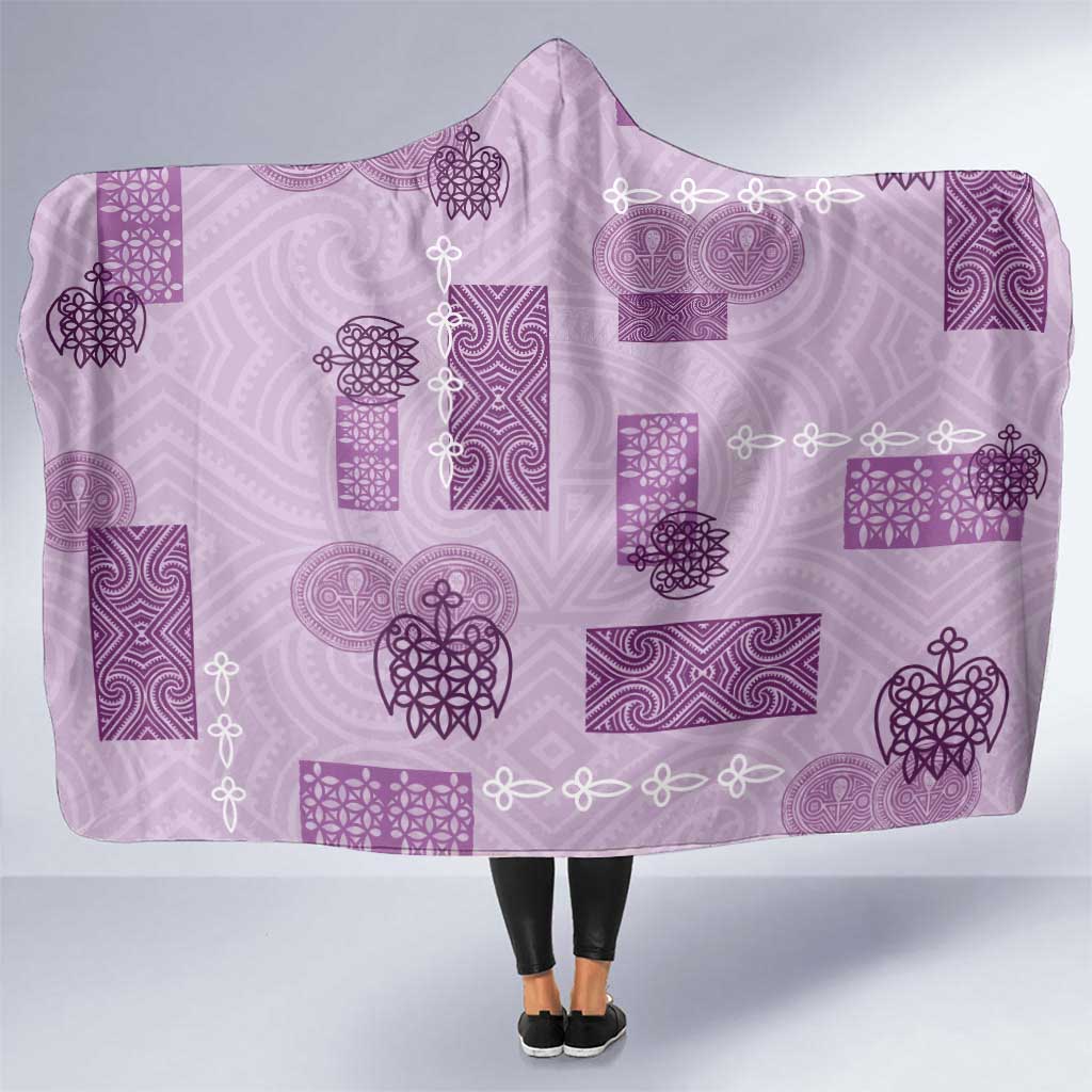 Vintage Lapita Hooded Blanket Iconic Double Face Pattern Violet LT05 One Size Violet - Polynesian Pride