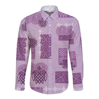 Vintage Lapita Long Sleeve Button Shirt Iconic Double Face Pattern Violet