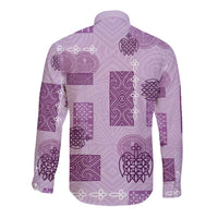 Vintage Lapita Long Sleeve Button Shirt Iconic Double Face Pattern Violet