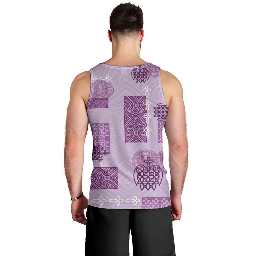 Vintage Lapita Men Tank Top Iconic Double Face Pattern Violet LT05 - Polynesian Pride