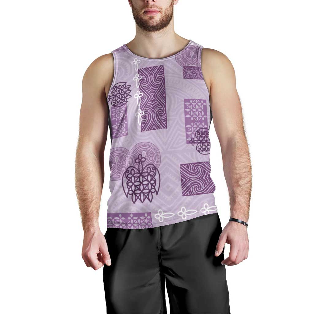 Vintage Lapita Men Tank Top Iconic Double Face Pattern Violet LT05 - Polynesian Pride