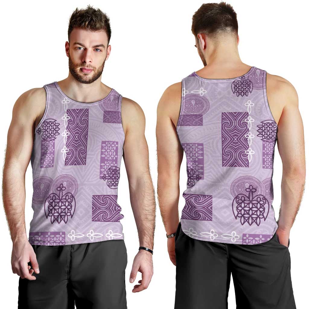 Vintage Lapita Men Tank Top Iconic Double Face Pattern Violet LT05 - Polynesian Pride