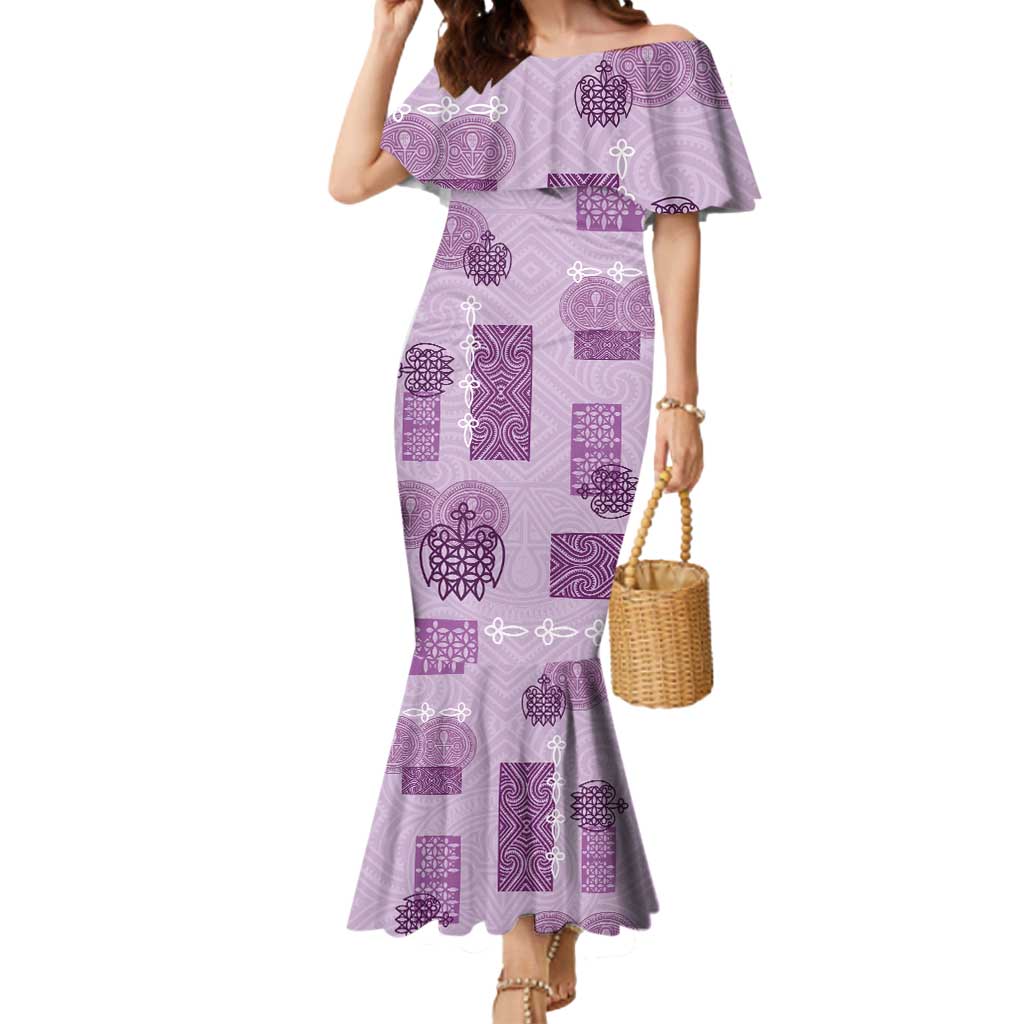 Vintage Lapita Mermaid Dress Iconic Double Face Pattern Violet