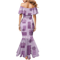 Vintage Lapita Mermaid Dress Iconic Double Face Pattern Violet