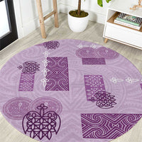 Vintage Lapita Round Carpet Iconic Double Face Pattern Violet
