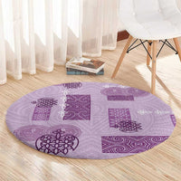 Vintage Lapita Round Carpet Iconic Double Face Pattern Violet