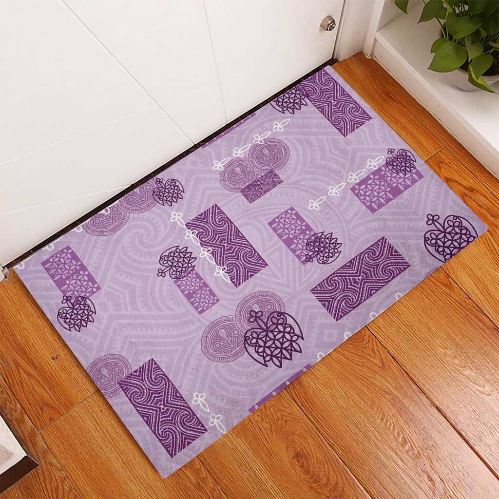 Vintage Lapita Rubber Doormat Iconic Double Face Pattern Violet LT05 - Polynesian Pride