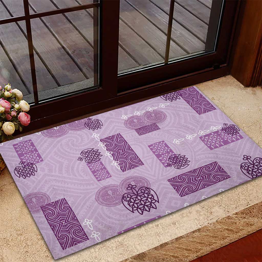 Vintage Lapita Rubber Doormat Iconic Double Face Pattern Violet LT05 - Polynesian Pride