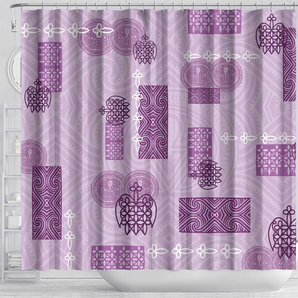 Vintage Lapita Shower Curtain Iconic Double Face Pattern Violet