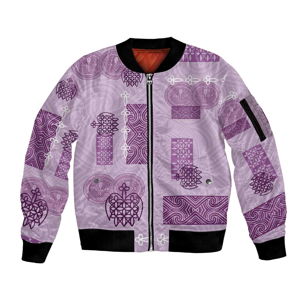 Vintage Lapita Sleeve Zip Bomber Jacket Iconic Double Face Pattern Violet