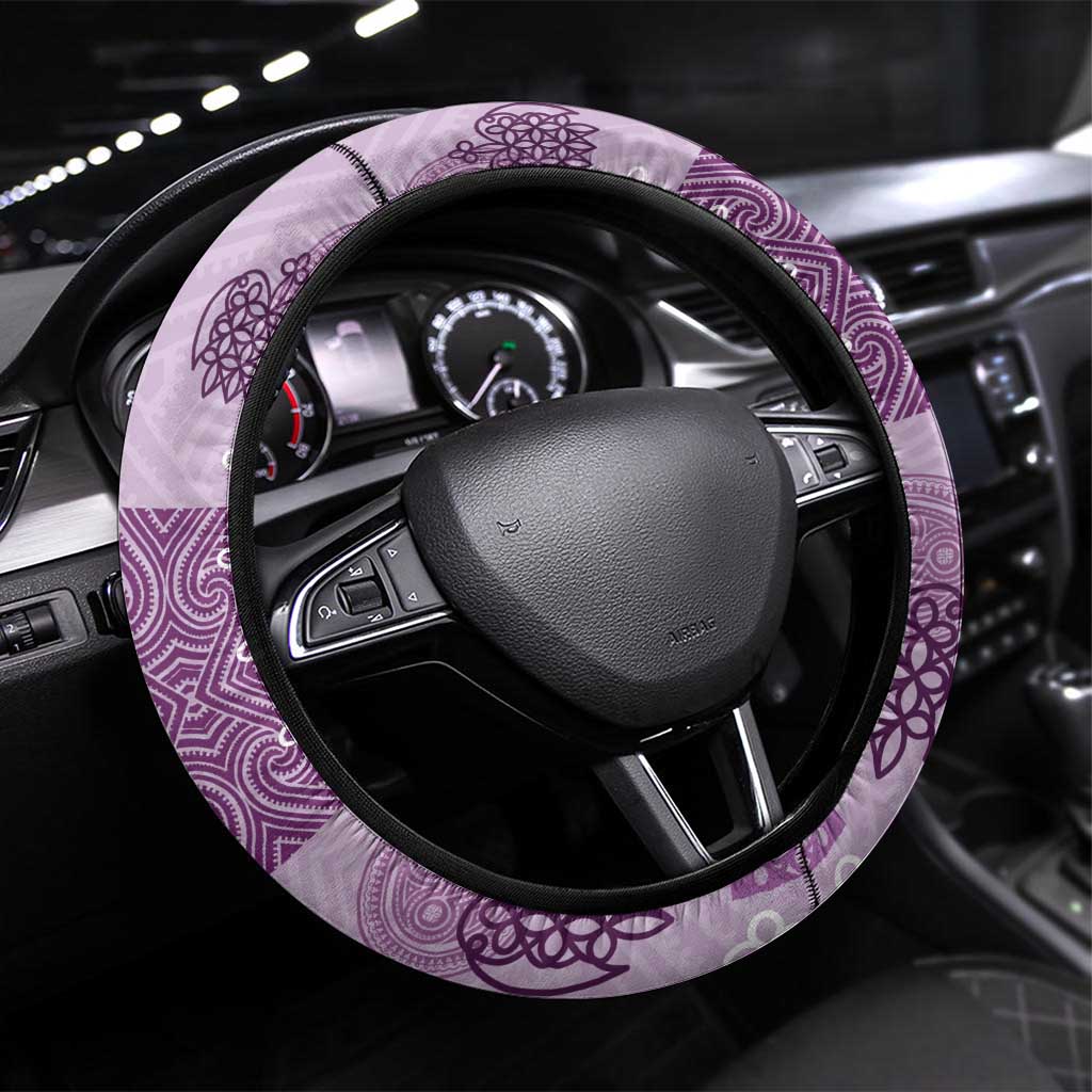 Vintage Lapita Steering Wheel Cover Iconic Double Face Pattern Violet LT05 Universal Fit Violet - Polynesian Pride