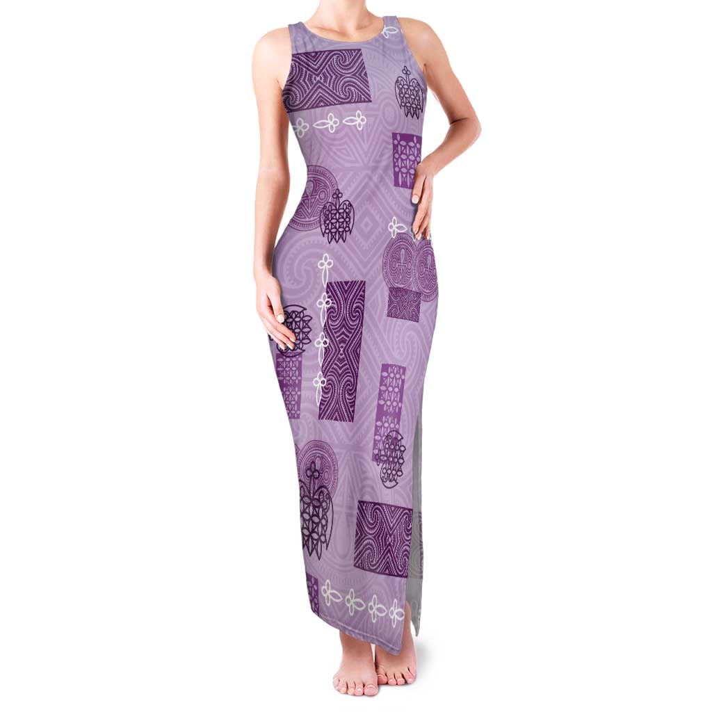 Vintage Lapita Tank Maxi Dress Iconic Double Face Pattern Violet
