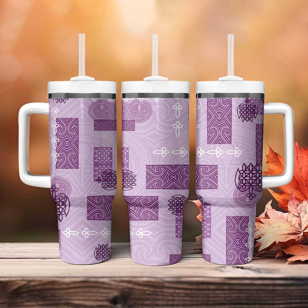 Vintage Lapita Tumbler With Handle Iconic Double Face Pattern Violet LT05 - Polynesian Pride