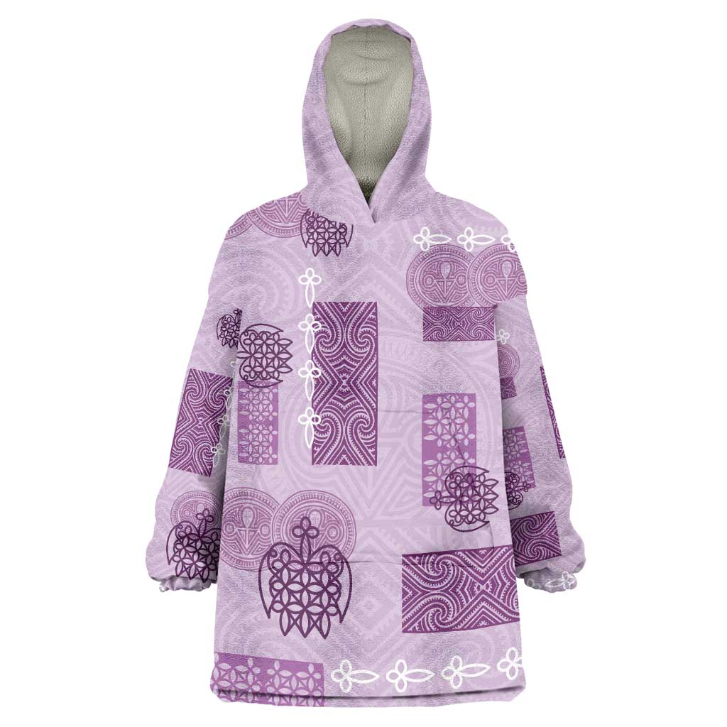 Vintage Lapita Wearable Blanket Hoodie Iconic Double Face Pattern Violet LT05 One Size Violet - Polynesian Pride