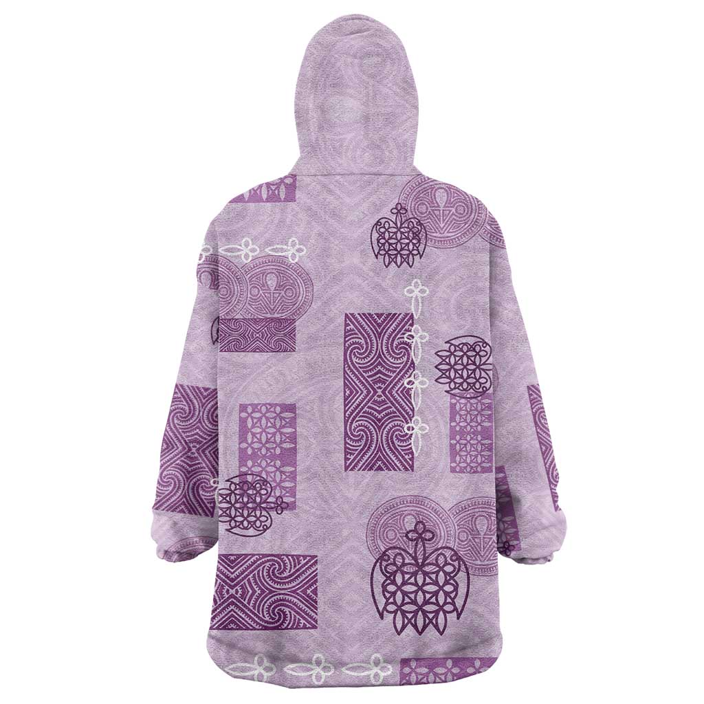 Vintage Lapita Wearable Blanket Hoodie Iconic Double Face Pattern Violet LT05 - Polynesian Pride