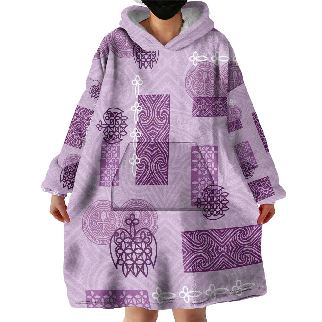 Vintage Lapita Wearable Blanket Hoodie Iconic Double Face Pattern Violet LT05 - Polynesian Pride