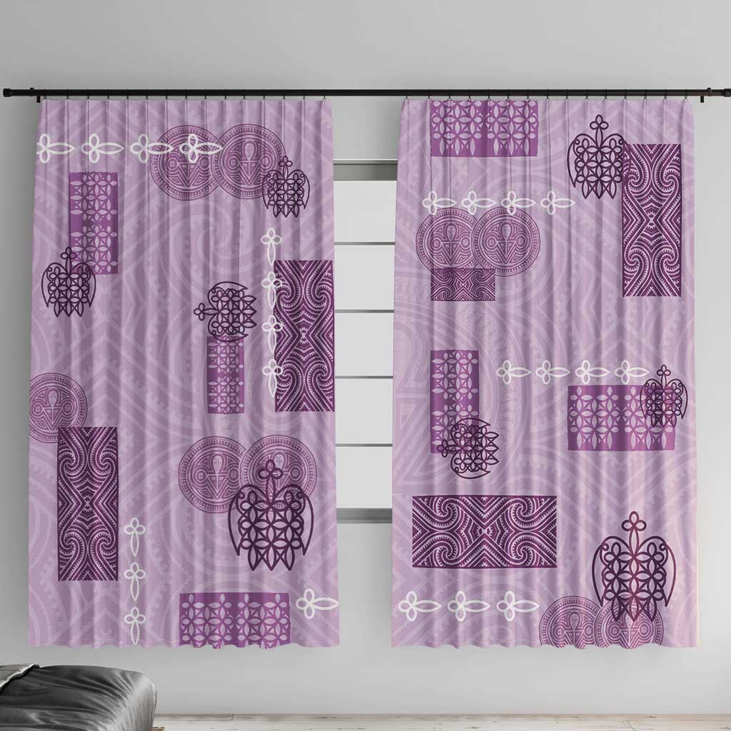 Vintage Lapita Window Curtain Iconic Double Face Pattern Violet