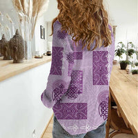 Vintage Lapita Women Casual Shirt Iconic Double Face Pattern Violet