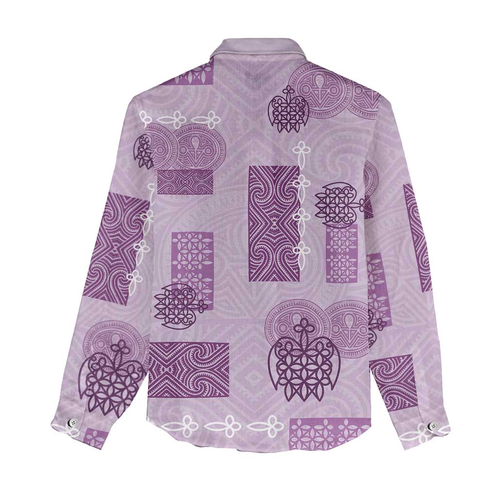 Vintage Lapita Women Casual Shirt Iconic Double Face Pattern Violet