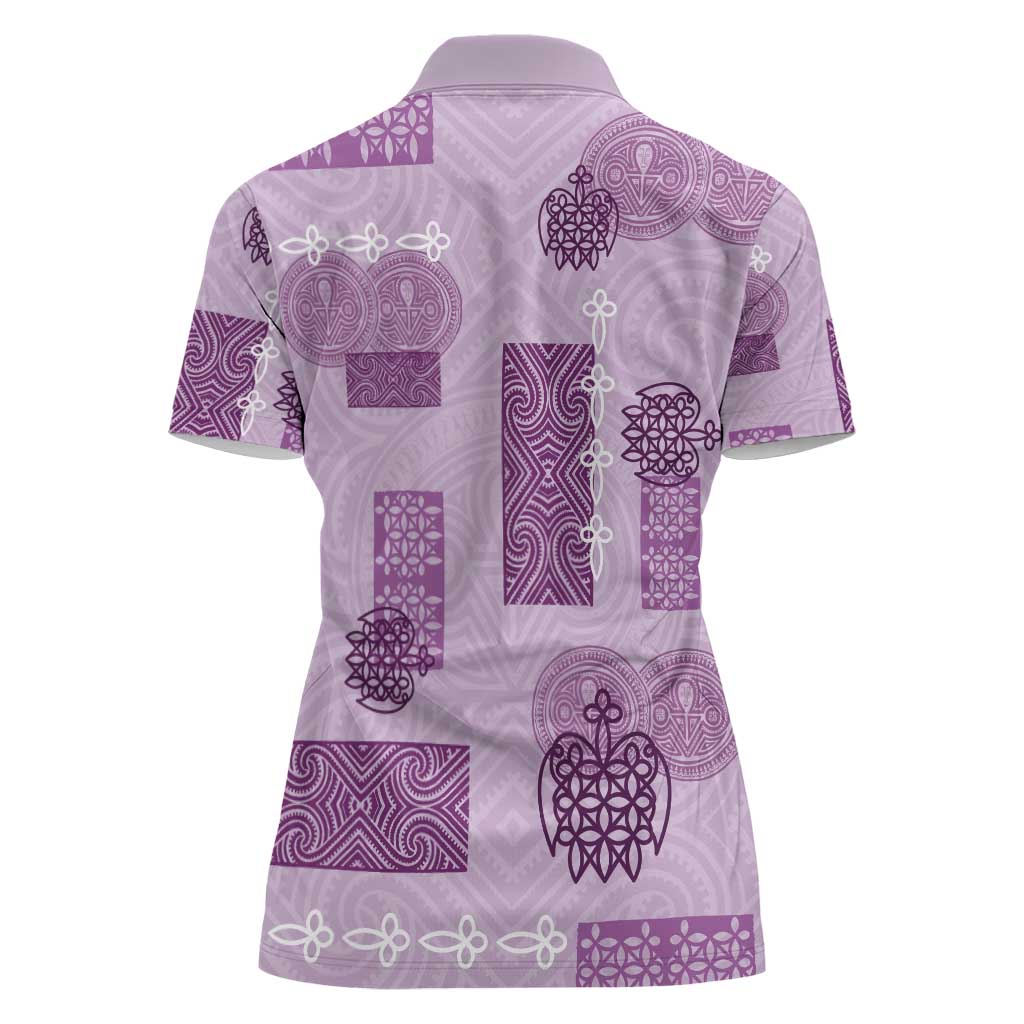 Vintage Lapita Women Polo Shirt Iconic Double Face Pattern Violet