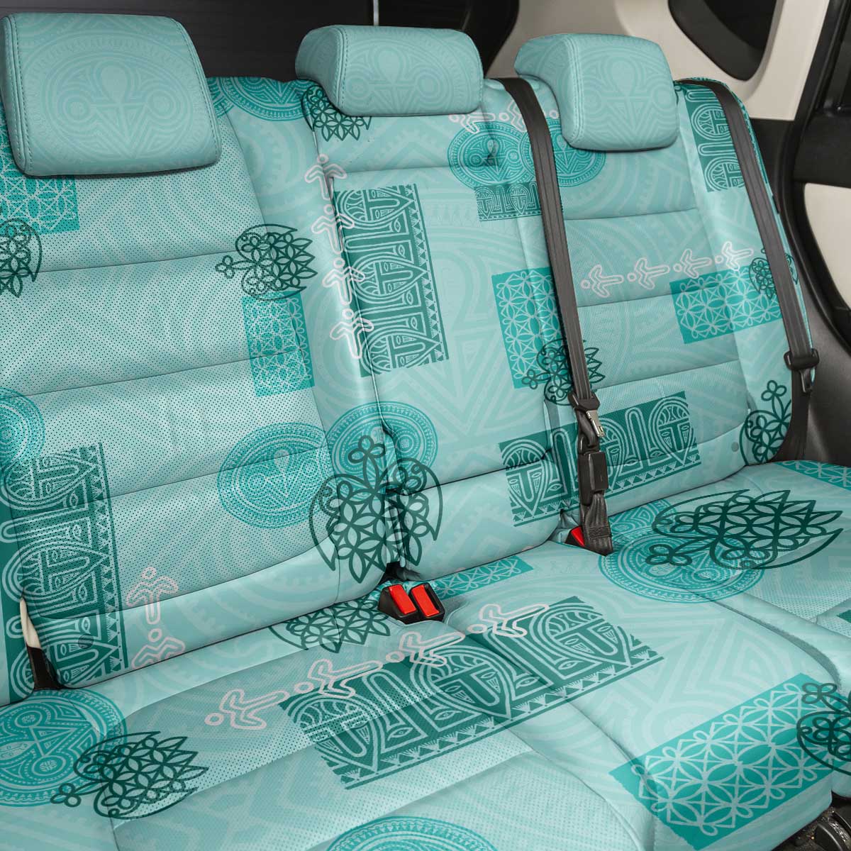 Vintage Lapita Back Car Seat Cover Iconic Double Face Pattern Turquoise