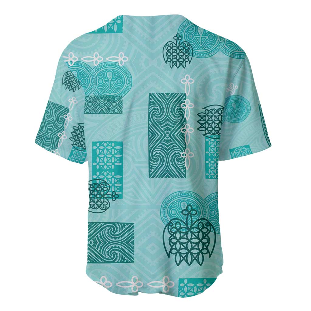 Vintage Lapita Baseball Jersey Iconic Double Face Pattern Turquoise LT05