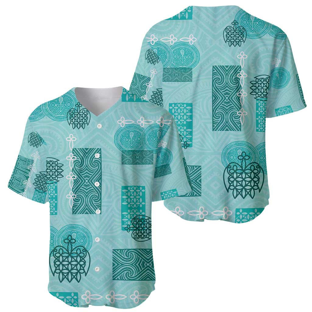 Vintage Lapita Baseball Jersey Iconic Double Face Pattern Turquoise LT05
