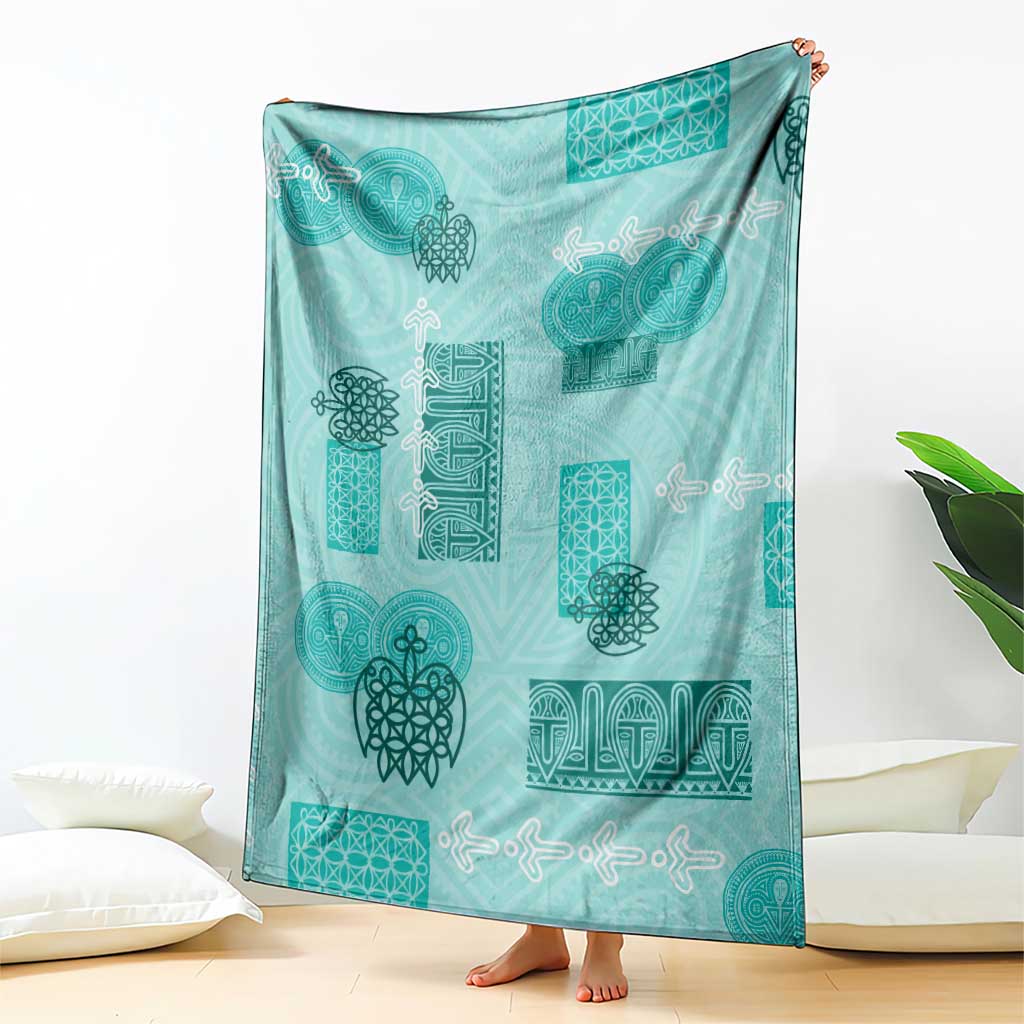 Vintage Lapita Blanket Iconic Double Face Pattern Turquoise LT05 - Polynesian Pride