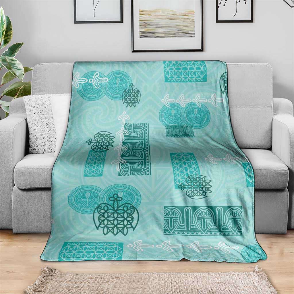 Vintage Lapita Blanket Iconic Double Face Pattern Turquoise LT05 - Polynesian Pride