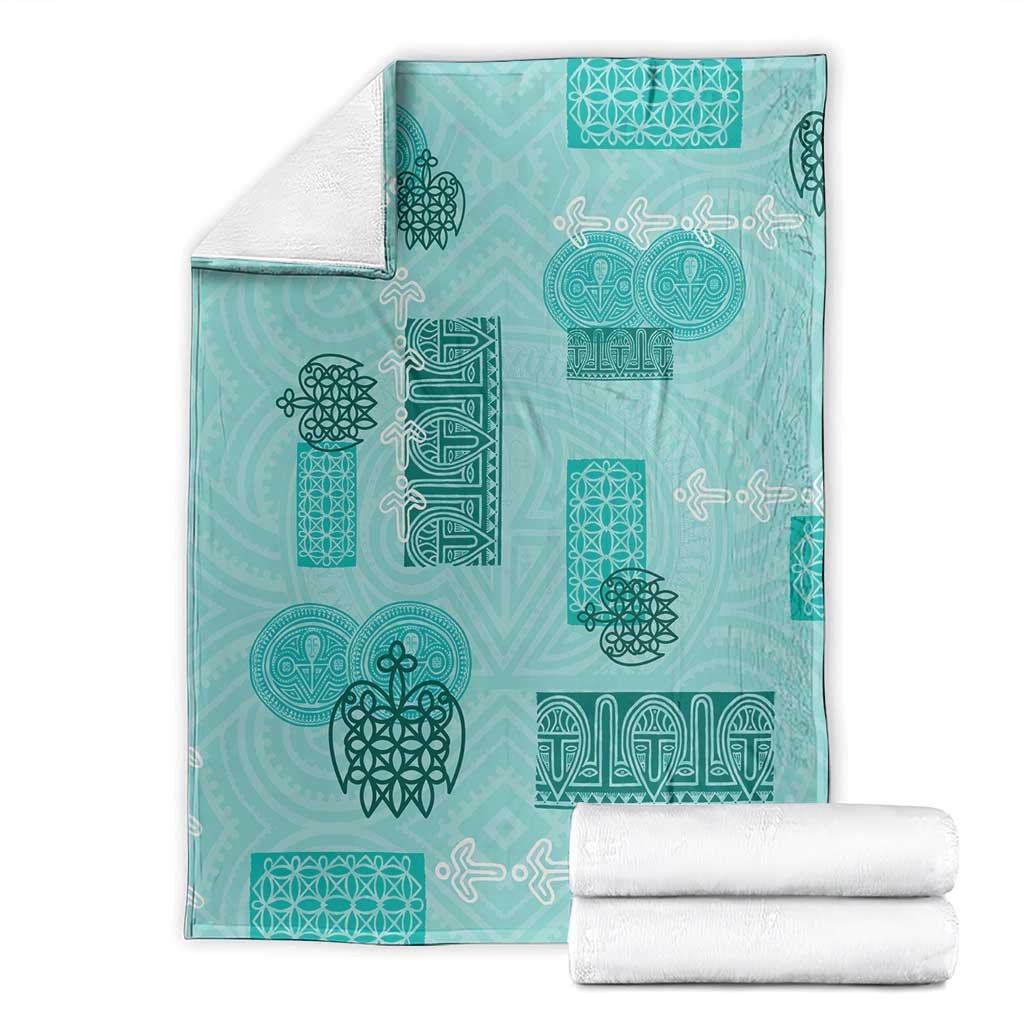 Vintage Lapita Blanket Iconic Double Face Pattern Turquoise LT05 - Polynesian Pride