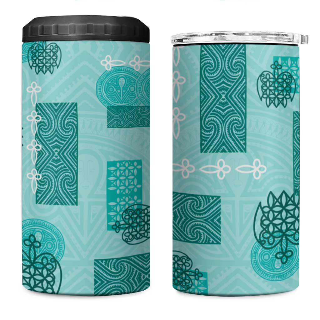Vintage Lapita 4 in 1 Can Cooler Tumbler Iconic Double Face Pattern Turquoise LT05 One Size: 16 oz Turquoise - Polynesian Pride