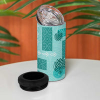 Vintage Lapita 4 in 1 Can Cooler Tumbler Iconic Double Face Pattern Turquoise LT05 - Polynesian Pride