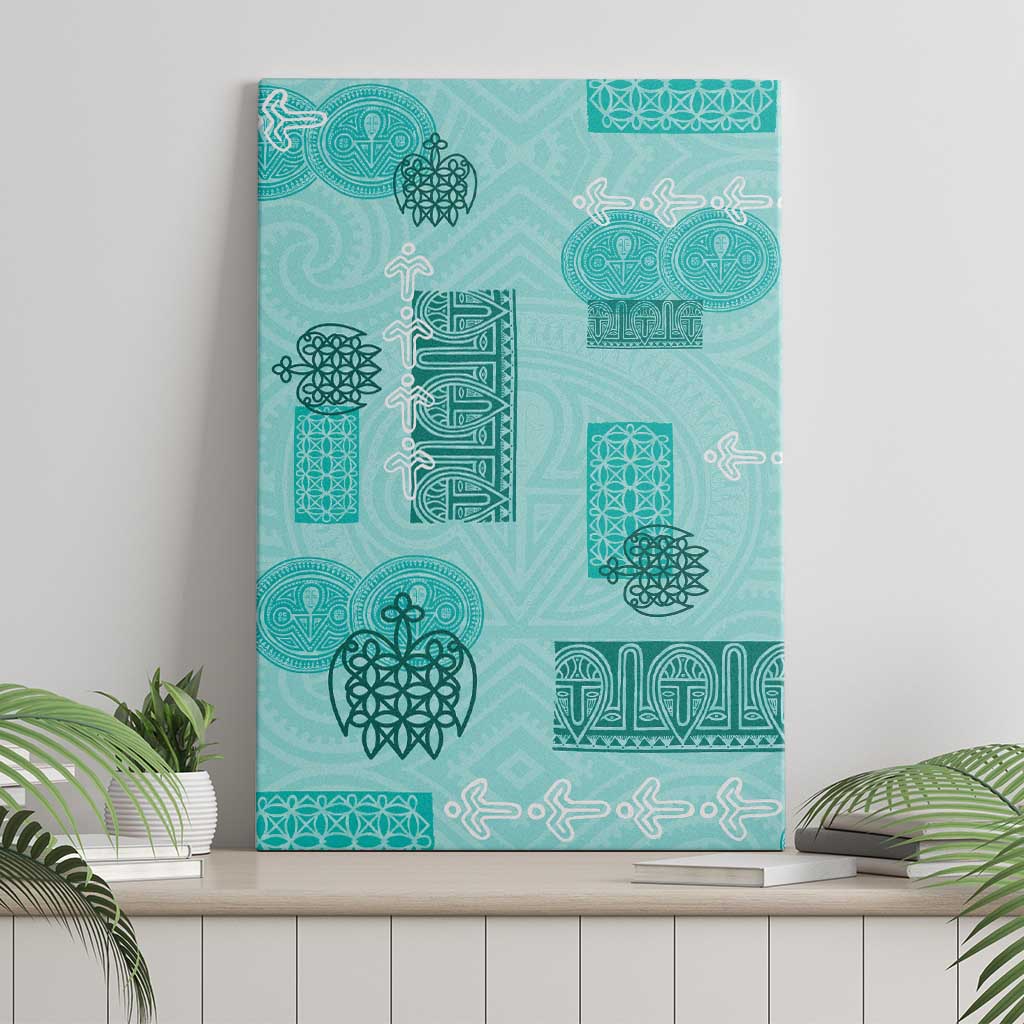 Vintage Lapita Canvas Wall Art Iconic Double Face Pattern Turquoise LT05 - Polynesian Pride