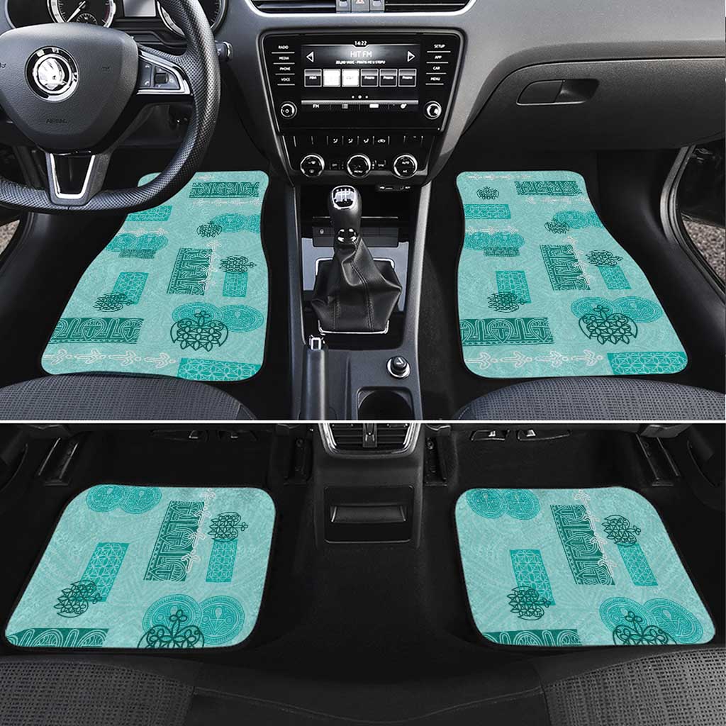 Vintage Lapita Car Mats Iconic Double Face Pattern Turquoise LT05 Set 4pcs Turquoise - Polynesian Pride