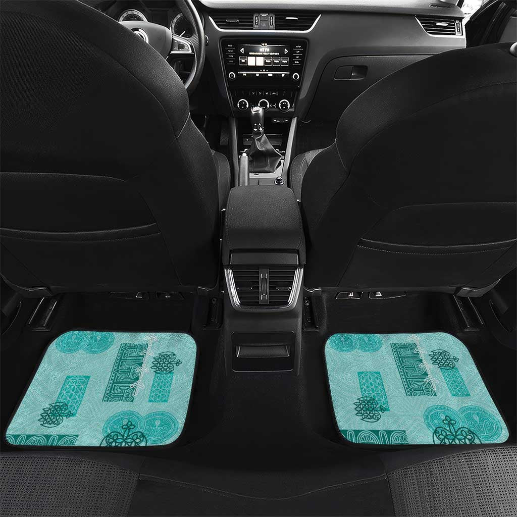 Vintage Lapita Car Mats Iconic Double Face Pattern Turquoise LT05 Set 2pcs - Back Turquoise - Polynesian Pride