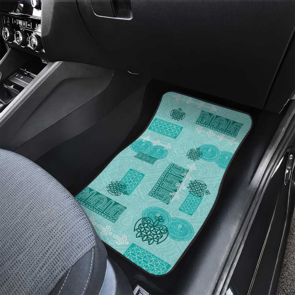 Vintage Lapita Car Mats Iconic Double Face Pattern Turquoise LT05 - Polynesian Pride