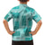 Vintage Lapita Family Matching Off Shoulder Maxi Dress and Hawaiian Shirt Iconic Double Face Pattern Turquoise LT05